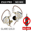KZ ZS10 Pro Gold Kopfhörer 4BA+1DD Hybrid 10 Treiber HIFI Bass Ohrhörer In Ear Monitor Kopfhörer Noise Cancelling Metall Headset