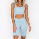 2 teile/satz Yoga Sets Frauen Nahtlose Shorts Hohe Taille Sporthose Outdoor Biker Leggings Frauen Sport Gym Set