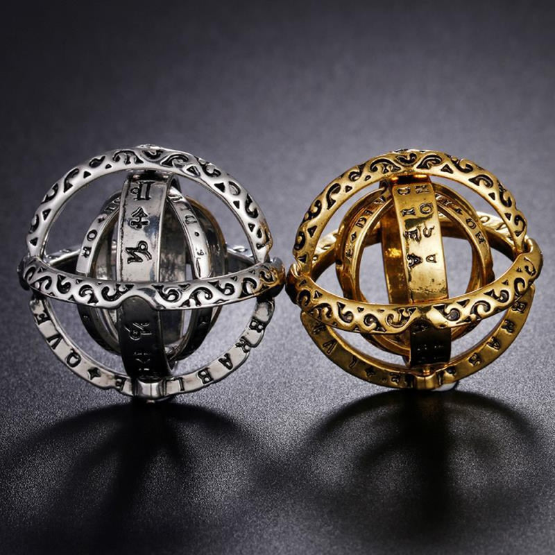 Gold Astronomical Ring For women ball mood rings Creative Complex Rotating Cosmic letter Finger ring men fashion jewelry gifts