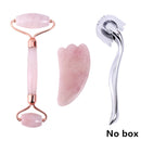 Slimming Massager Rose Quartz Roller Natural Jade Roller Microneedle Roller Jade Spatula Three-piece Skin Care Facial Massager