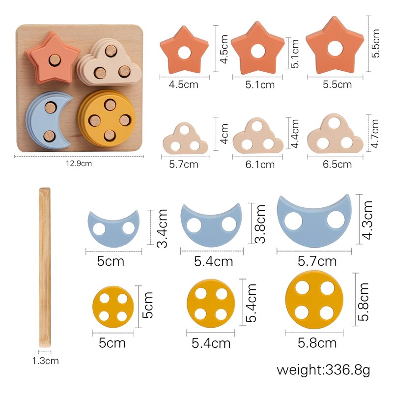 Montessori Wooden Toys for Baby Stars Moon Balance Blocks Board Games Educational Toys Children Stacking High Blocks Constructor