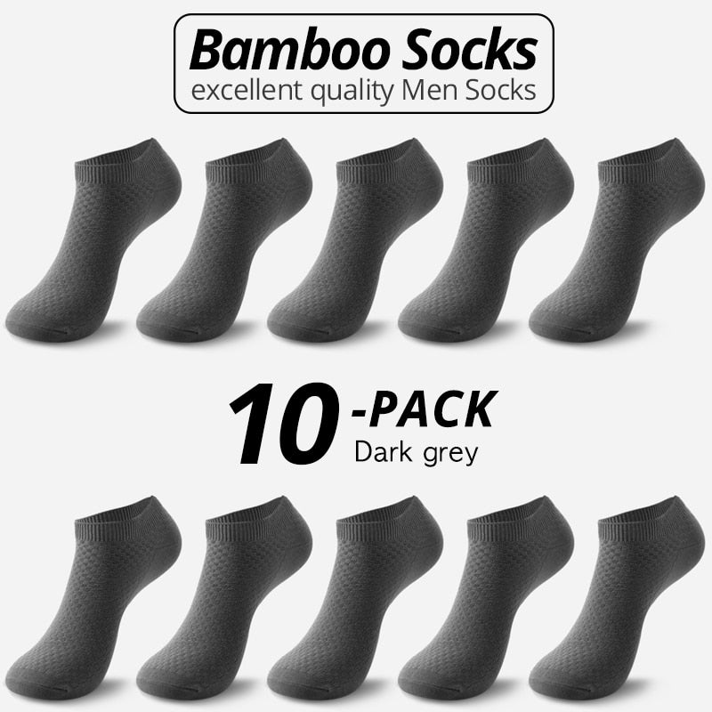 10 Pairs Bamboo Fiber Men Socks Short Ankle Business Black Male Meias Socks Summer Breathable Men Dress Shoes Clothes Size 38-44