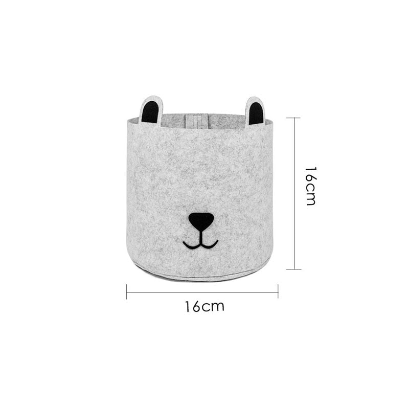 Felt Fabric Laundry Basket Toy Storage Baskets Bin For Kids Dog Toys Clothes Organizer Cute Animal Laundry bucket