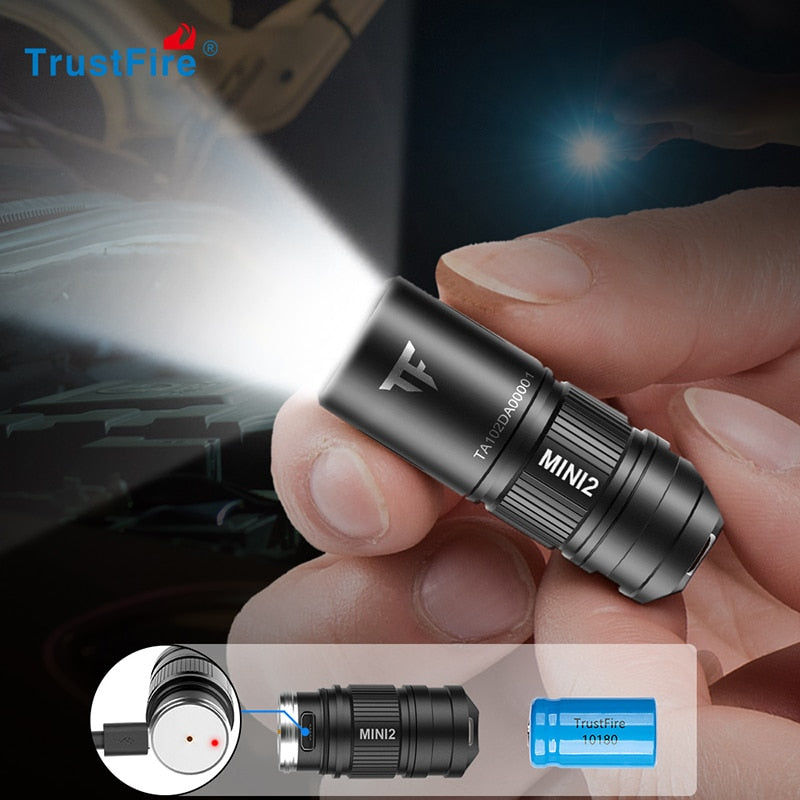 Trustfire Mini2 recargable Mini linterna Led llavero alimentado por Usb 250 lúmenes Flash luz IPX8 EDC lámpara linternas