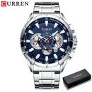 CURREN Sportuhren Herren Luxusmarke Quarzuhr Edelstahl Chronograph Big Dial Armbanduhr mit Datum Relogio Masculino