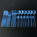 30-teiliges Besteckset aus glänzendem Gold, Edelstahl, Geschirrset, Messer, Dessertgabel, Löffel, Abendessen, Besteckset, Küchengeschirr-Set