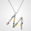 ANDYWEN 925 Sterling Silber 26 Buchstaben Gold Initial AB Anhänger Halskette Dünne lange Kette Verstellbarer Mini PG CZ Schmuck