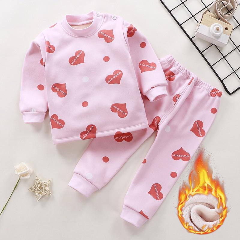 Kinder Thermounterwäsche Set 6t Kinder Cartoon Kleidung Herbst Winter Warm Plus Samt Verdickte Hose Mädchen Thermo Pyjama