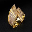 Hip Hop CZ Steine ​​Bling Blitz Ringe Tready Kubikzirkon Iced Out Kupfer Zirkon Persönlichkeit Ring für Männer Schmuck