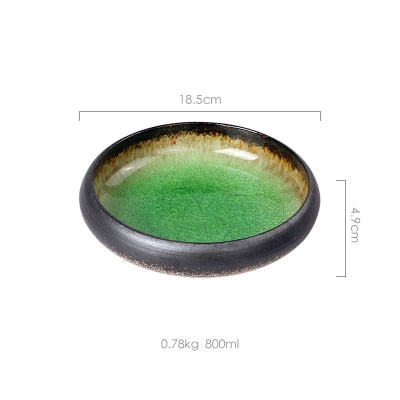 1Pcs KINGLANG Creative Kiln Ice Split Glaze Ceramic Plate Japanese Sushi Sashimi Plate Dish Salad Plate