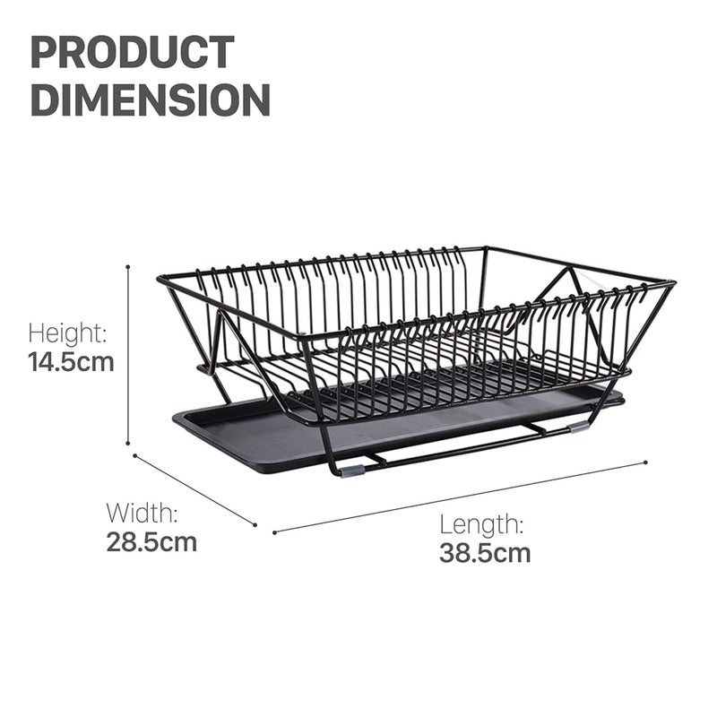 Dish Drying Rack with Drainboard Drainer Kitchen Light Duty Countertop Utensil Organizer Storage for Home Black White 1-Tier