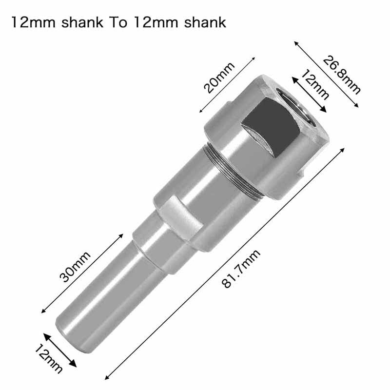 Broca para enrutador de vástago de 1/4 ", 8mm, 12mm, 1/2", convertidor de varilla de extensión, accesorios para máquina de grabado para fresa de madera