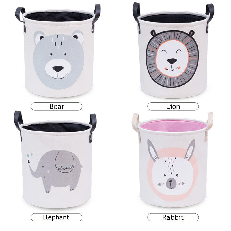 Cotton Linen  Laundry Basket Organizer for Dirty Clothes Cotton Animal Cartoon Print Toys Organizer Home Storage&Organization