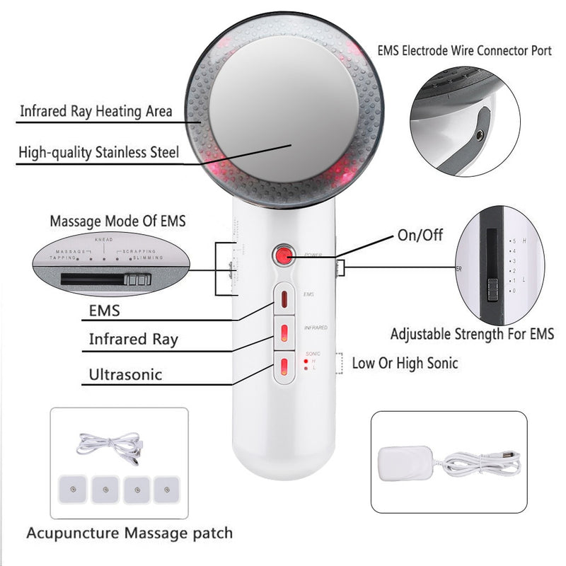 3 in1 Abnehmen Far Infrared EMS Ciliometer Körpermassagegerät Körper Schönheit Hautpflege Dünnes Gesicht Körpermassagegerät Gewichtsverlust Vibration