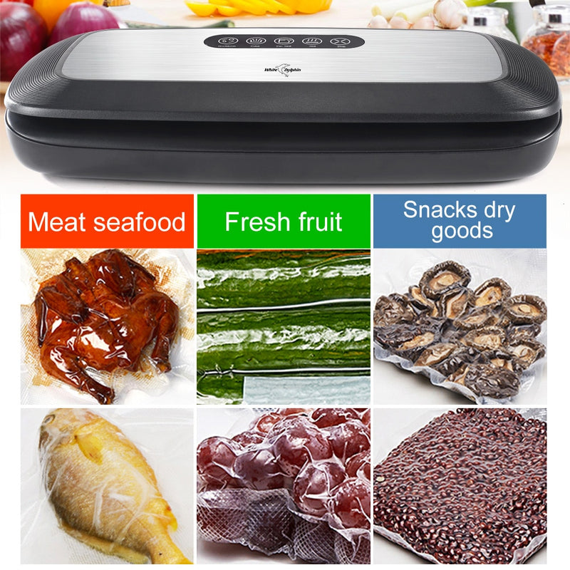 Best Electric Vacuum Sealer Machine 220V 110V With 10pcs Food Saver Bags Household Automatic Food Vacuum Packaging Machine