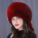 Winter Real Fox Fur Hats For Women Winter Stylish Russian Thick Warm Beanie woman Hat Natural Fluffy Fur Caps With Tail