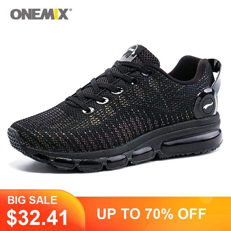 ONEMIX estilo caliente hombres zapatos para correr ligero colorido reflectante Vamp negro zapatilla de deporte aire cojín al aire libre atlético cómodo