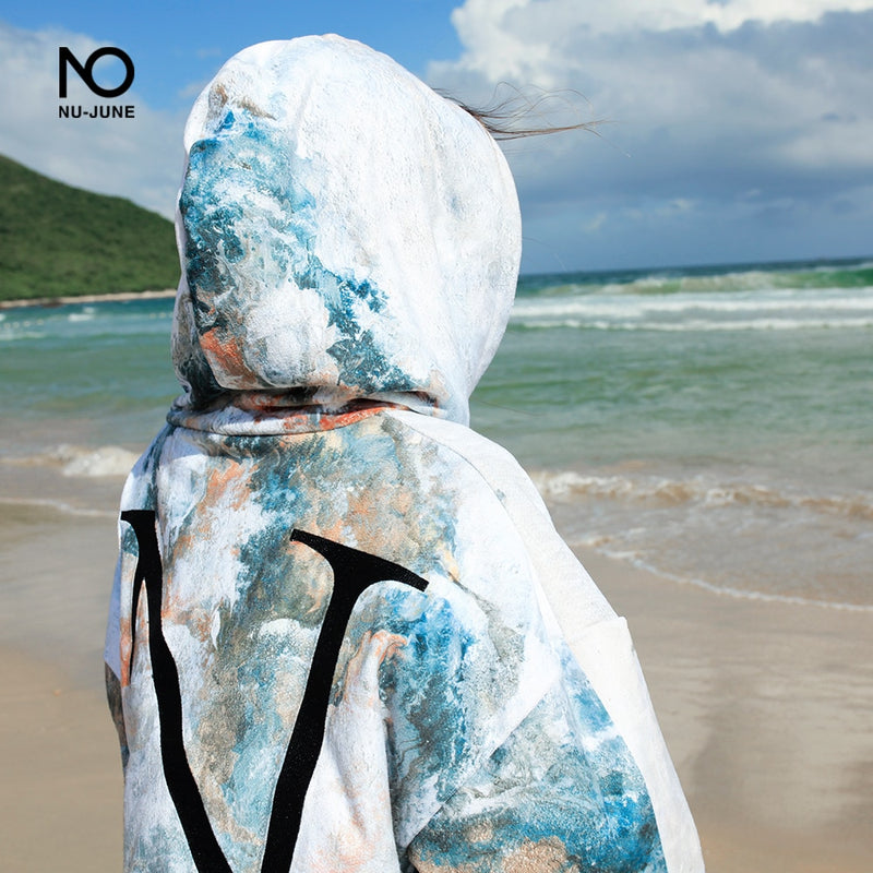 Nu-June Mikrofaser-Neoprenanzug, schnell trocknend, Umkleide-Poncho, Handtuch mit Kapuze zum Schwimmen, Strandtuch, leichter Strand-Surf-Poncho