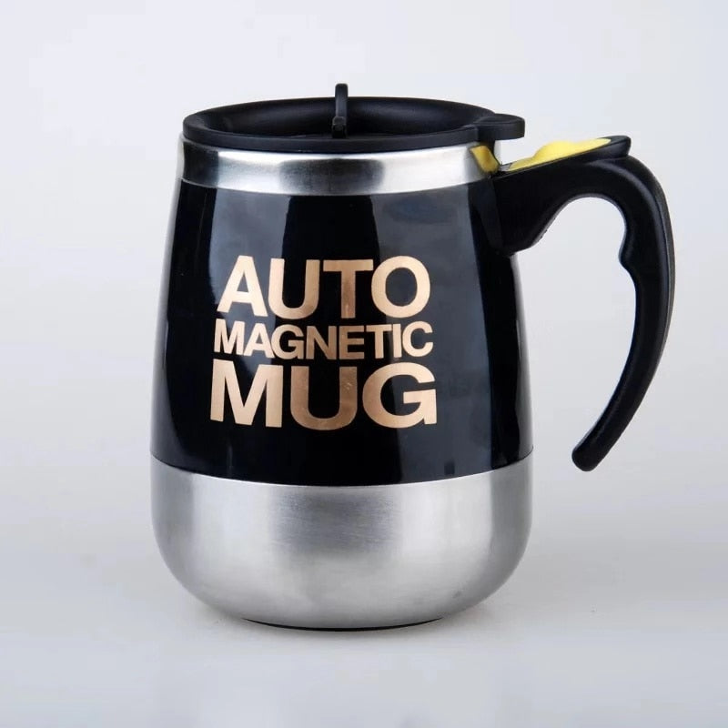 Taza de café esterring automática, taza magnética de acero inoxidable, tazas para mezclar leche, coctelera eléctrica perezosa inteligente, taza de café, regalo de 2 uds, 1 cuchara