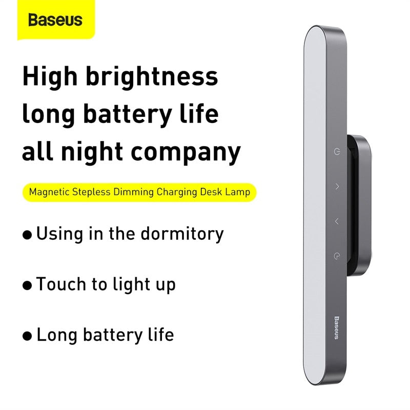 Baseus LED Table Lamp Magnetic Desk Lamp Hanging Wireless Touch Night Light for Study Reading Lamp Stepless Dimming USB Light