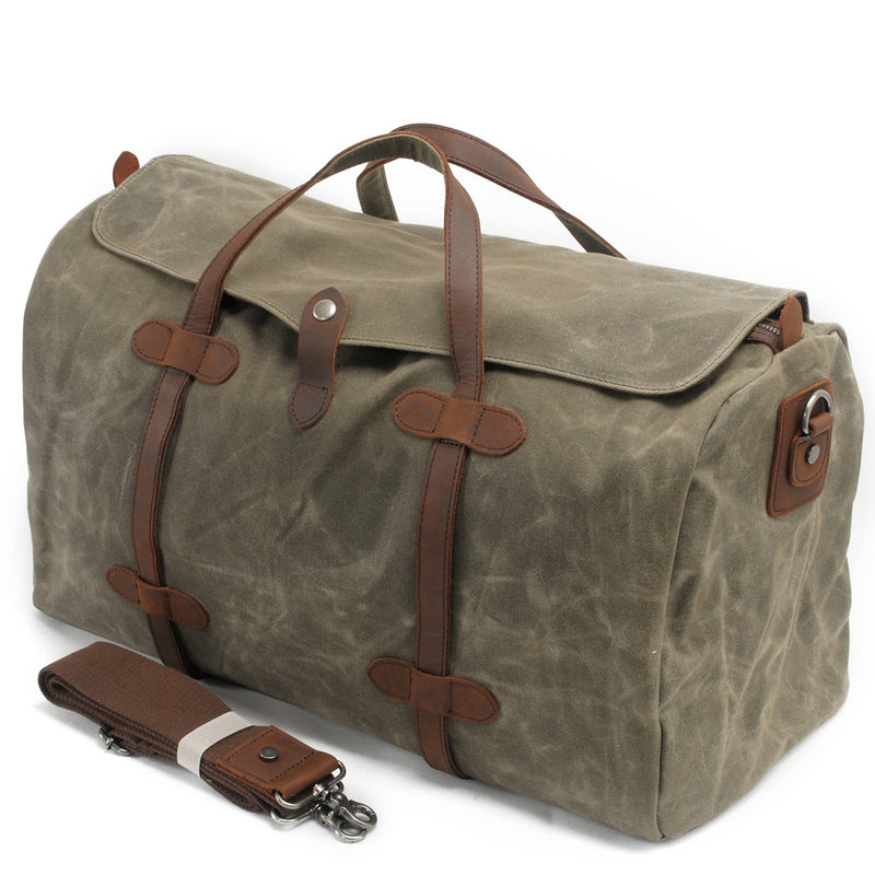 Muchuan Vintage reine Baumwolle Canvas Leder Reise Seesäcke große Kapazität Wochenendtasche Reisetasche Herren Handgepäck groß