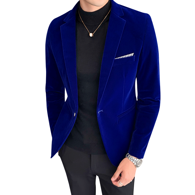 Autum Velvet Wedding Dress Coat Mens Blazer Jacket Fashion Casual Suit Jacket Stage DJ Men&