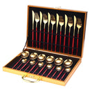 24-teiliges Gold-Geschirr-Set, Edelstahl-Geschirr-Set, Messer, Gabel, Löffel, Luxus-Besteck, Geschenkbox, Besteck, spülmaschinenfest