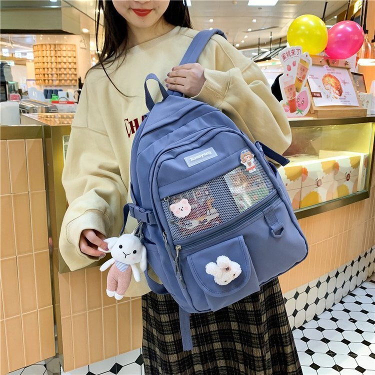 Japanese Fashion Backpack Women School Bags For Teenage Girls Multipockets Mesh Nylon Backpacks Mochila Feminina Bag Bolsa Mujer