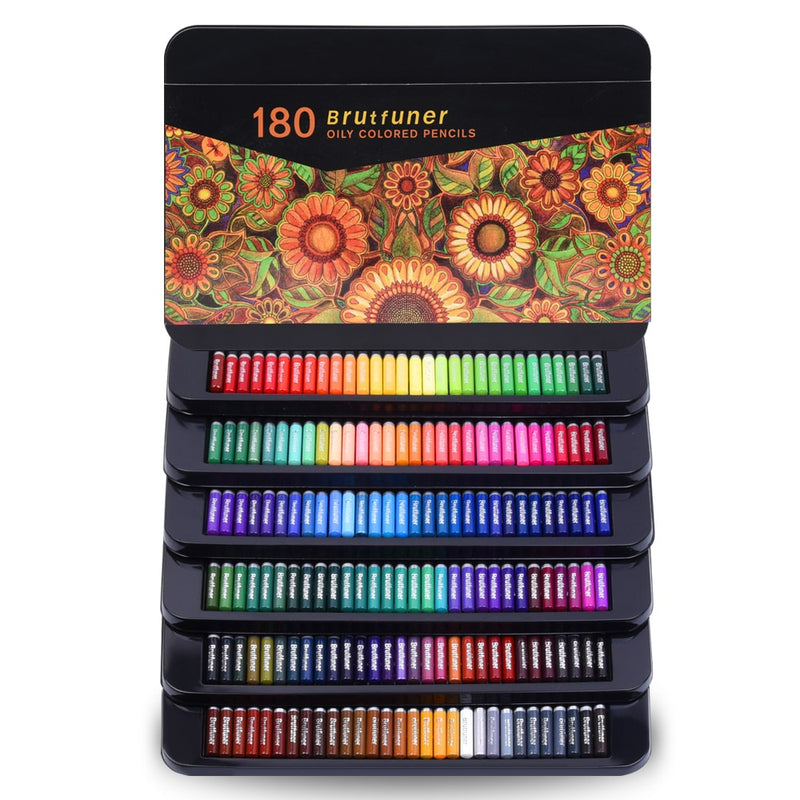 Brutfuner, lápices de colores al óleo profesionales multicolores de 180 colores, lápiz de acuarela suave de madera para dibujar en la escuela, suministros de arte para bocetos