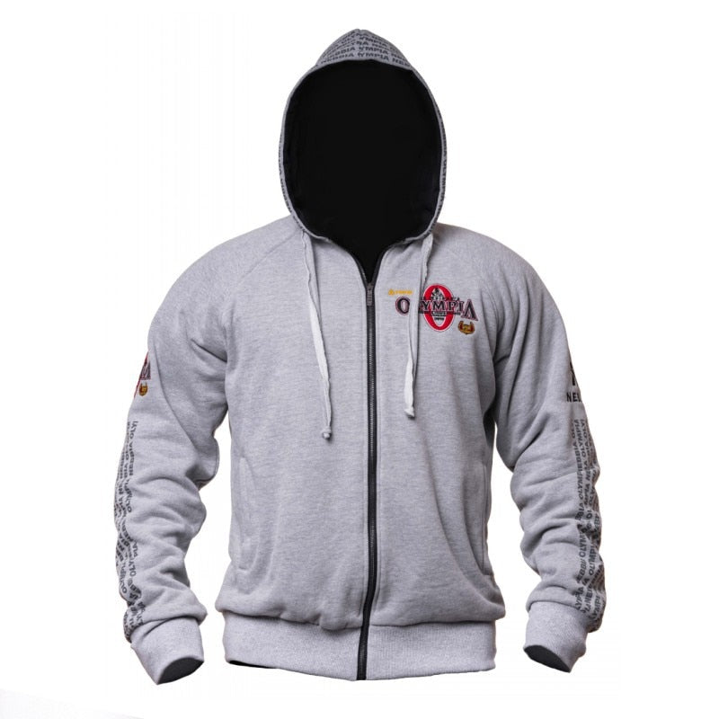 2019 New OLYMPIA Herren Fitnessstudios Hoodies Fitness Bodybuilding Sweatshirt Reißverschluss Sportbekleidung Herren Trainingsjacke mit Hoodie Kleidung