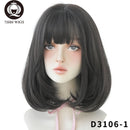 7JHH WIGS Natürliche, bequeme, synthetische Perücke für Frauen, schwarze Schulter, glattes Haar, 35,6 cm, modische Frisur-Perücke