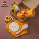 Let's Make 1set Baby Stuff Toalla de baño Manta de algodón Cepillo Productos de regalo para niños Juguete Caja de sonajero de ganchillo Regalo de Navidad