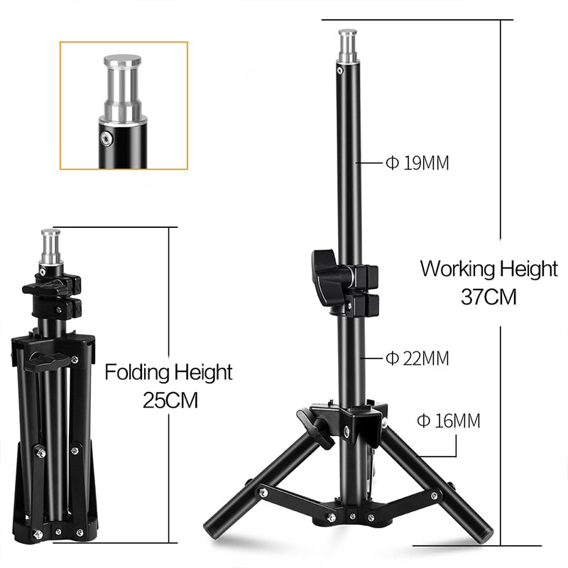 Lámpara LED para estudio de fotografía, bombilla para retrato, caja suave, bombilla de luz de relleno con soporte de luz de 37CM, trípode para estudio fotográfico