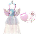 Halloween Einhorn Prinzessin Kleid Geburtstagsfeier Cosplay Engel Kleid Kinder Mesh Tutu Rock Rosa Spitze Sling Kostüm für Mädchen