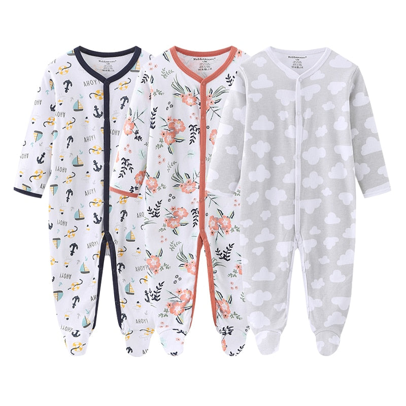 2020 Newborn Cotton 3PCS Baby Boy Clothes Romper Autumn 0-12M Baby Girl Clothes Full Sleeve Girls Baby Clothing Roupas de bebe