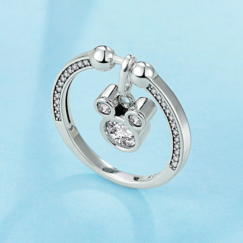 Kaletine lindo anillo de Mickey 925 anillos de plata esterlina para mujeres ratón colgante encanto CZ joyería de moda 2020