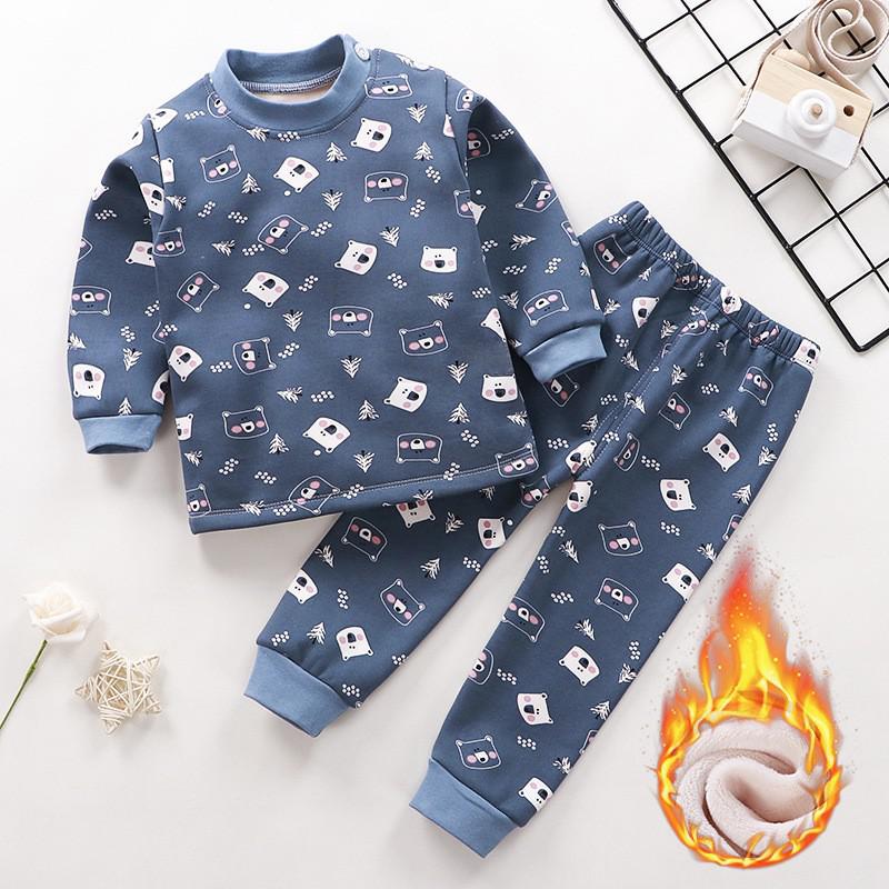 Kinder Thermounterwäsche Set 6t Kinder Cartoon Kleidung Herbst Winter Warm Plus Samt Verdickte Hose Mädchen Thermo Pyjama