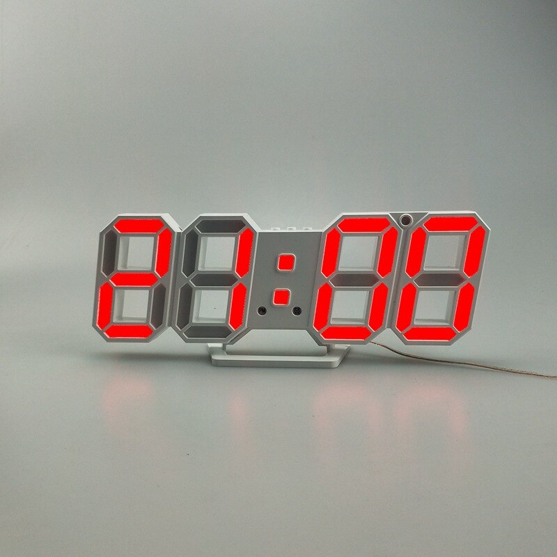 Digital Wall Clock 3D LED Alarm Clock Electronic Desk Clocks with Large Temperature 12/24 Hour Display