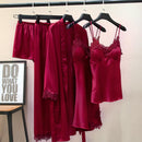 Bata Kimono, conjunto de pijamas de encaje para mujer, traje Polaire, ropa de dormir, albornoz, ropa de dormir de verano, pijamas sueltos para mujer