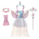 Halloween Einhorn Prinzessin Kleid Geburtstagsfeier Cosplay Engel Kleid Kinder Mesh Tutu Rock Rosa Spitze Sling Kostüm für Mädchen