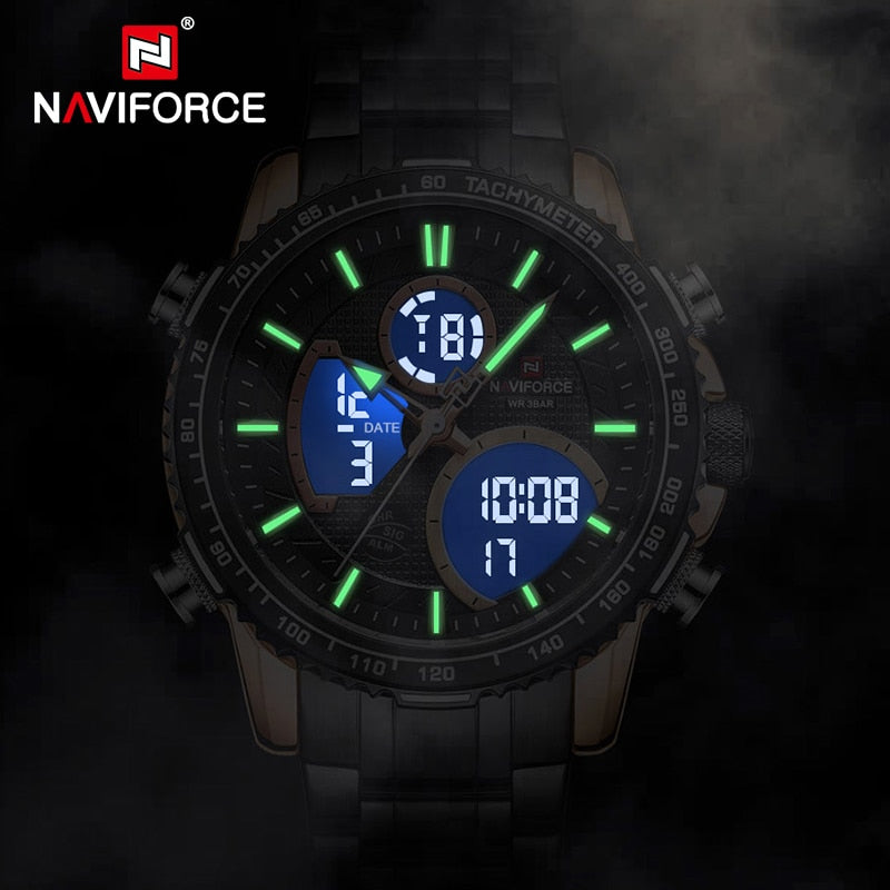 Reloj NAVIFORCE para hombre, relojes deportivos digitales de marca de lujo, reloj de pulsera de cuarzo para hombre, reloj luminoso resistente al agua para hombre, reloj Masculino