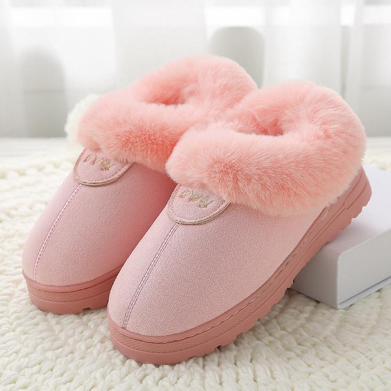 2022 Faux Fur Winter Warm Shoes Woman Men Indoor Slippers Soft Plush Anti-slip Lovers Home Floor Slipper Cotton Slides SH08271