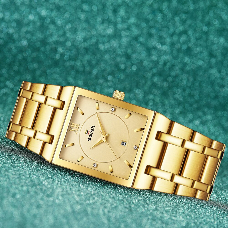 Top Relogio Feminino Luxo Goldene Armbanduhren Damenmode Quadratische Quarzuhr Damen Diamantuhr Weiblicher Top-Markenluxus