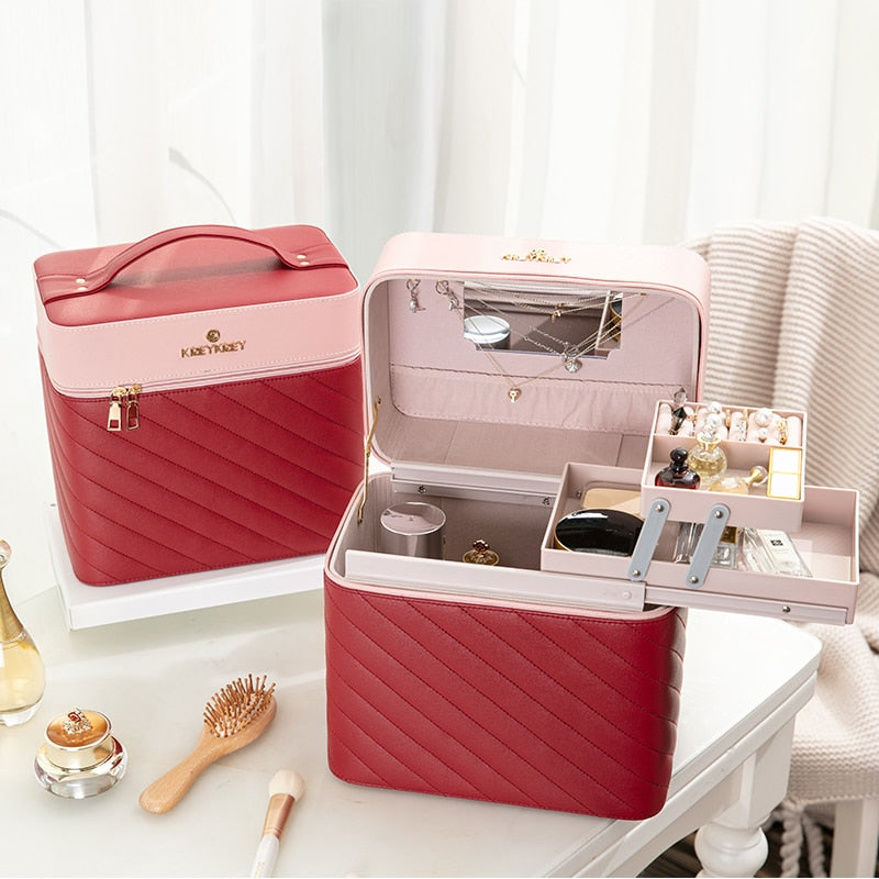 New Makeup Bag Fashion Toiletry Cosmetic  Storage Box Portable travel Make Up Suitcase