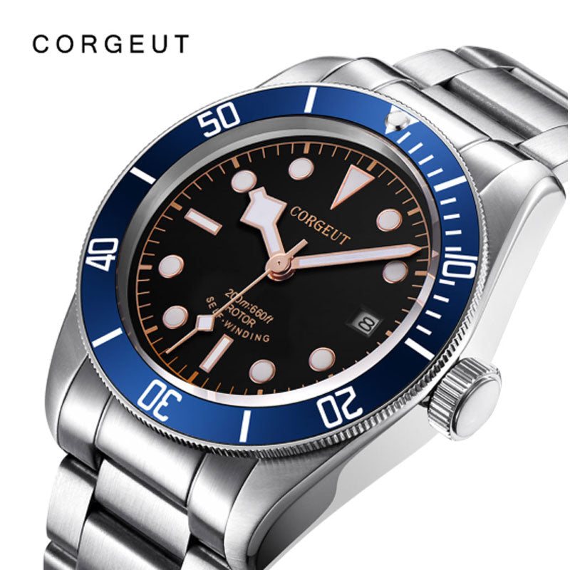 Corgeut Luxury Brand Black Dial Men NH35 Miyota Automatic Mechanical Watch Military Sport Swim Steel Mechanical Wrist Watches