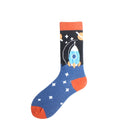 Happy Funny Unisex Painting UFO Astronaut Outer Space Rocket Star War Men Crew Socks Streetwear Cotton Male Skateboard Dress