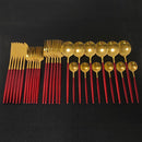30-teiliges Besteckset aus glänzendem Gold, Edelstahl, Geschirrset, Messer, Dessertgabel, Löffel, Abendessen, Besteckset, Küchengeschirr-Set