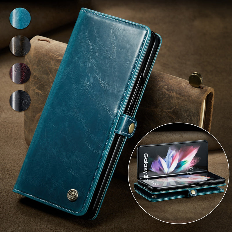 for Samsung Galaxy Z Fold3 5G Fold 3 Retro Purse Leather Case,CaseMe Luxury Magneti Card Holder Wallet Cover for Galaxy Fold 3