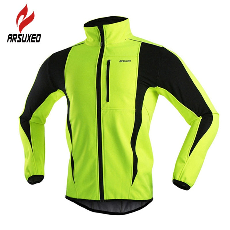 Arsuxeo Reflektierende Winter Herren Fahrradjacke Windjacke Wasserdicht Thermo Fleece Mantel MTB Outdoor Sport Fahrradjacke Kleidung