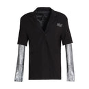 TWOTWINSTYLE verano sólido Blazer para mujer manga larga diamante Patchwork largo elegante abrigo mujer moda ropa 2022 nuevo